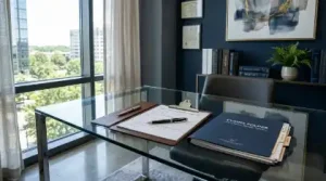 Clipboard on desk in office
